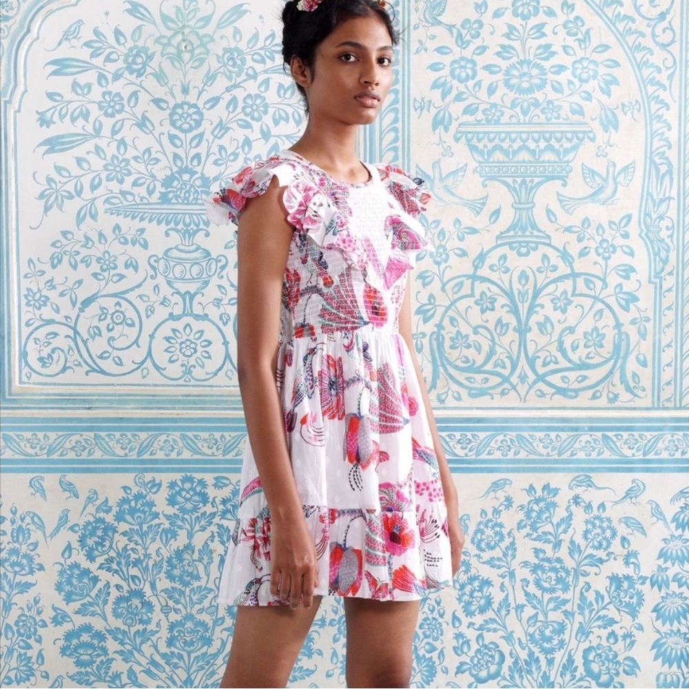 Banjanan Ilona bird & floral mini dress in birdie print
